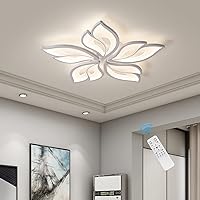 Garwarm Modern Ceiling Light,23.6” Dimmable LED Chandelier Flush Mount,Remote Control Acrylic Leaf Lamp Fixture for Living Room Dining Room Bedroom 60W