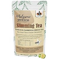 TEA YARD Slimming Green Tea for Weight Loss with Garcinia Cambogia, Lemongrass, Cinnamon, Ginger & Coleus for Improved Metabolism, Digestion & Appetite Control Natural Whole Loose Leaf (50g)