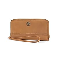 Timberland womens Leather Rfid Zip Around Wallet Clutch With Strap Wristlet, Wheat (Nubuck), One Size US