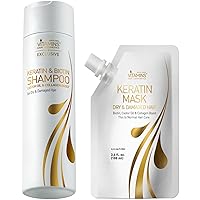 Vitamins Keratin Shampoo and Thin Hair Mask Travel Kit - Renewing Cleanser for Extra Clean Luminous Blowout Look and Intensive Deep Conditioner for Dry Damaged Thin Hair - Pro Salon Hair Treatment