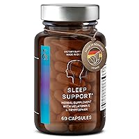 N°6 Natural Sleep Support with Melatonin 1 mg & L-Tryptophan - Passionflower, Valerian Root & More - Enhanced Sleep Supplement - 60 Capsules for Restful Nights