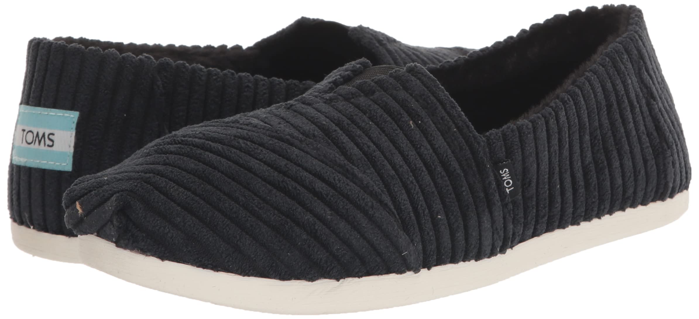 TOMS Women's Alpargata Recycled Cotton Canvas” Loafer Flat, Black, 7