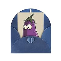 Cartoon Eggplant Print Holiday Cards, Birthday Wedding Invitations, Thank You Cards