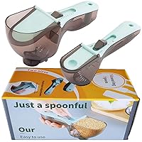 2pcs Adjustable Measuring Spoon Set, Measuring Cups Multi-Functional Spoons Set with Adjustable Scale Measuring Scoop
