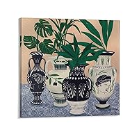 Greek Art Greek Wall Art Greek Pottery Greek Vase Plants in Pottery Potted Plant Art Home Wall Decor Canvas Wall Art Prints for Wall Decor Room Decor Bedroom Decor Gifts Posters 12x12inch(30x30cm) F