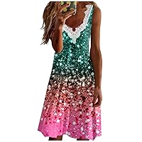 Womens 2023 Summer Fashion Beach Loose Comfortable Sundress Sleeveless Casual Flowy Dresses Cocktail Party Dress