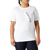 A｜X ARMANI EXCHANGE Women's Short Sleeve Studded Tonal Logo T-Shirt