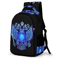 Neon Emblem of The Russian Laptop Backpack Durable Computer Shoulder Bag Business Work Bag Camping Travel Daypack