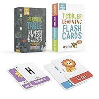 merka Educational Flashcards Bundle: Letters, Numbers, Shapes & Colors (58 Cards) and Periodic Table of The Elements (118 Cards) – Learning Toys/Games for Children Ages Toddler Through Teen