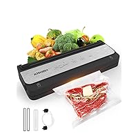 Vacuum Sealer Machine, Food Sealer with Powerful Suction (86Kpa), Built-in Cutter & 1 Roll of Vacuum Storage Bags & Air Suction Hose, Vacuum Sealer for Sous Vide and Food Storage, Black