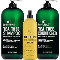 Botanic Hearth Keratin Thickening Spray (8 fl oz) and Tea Tree Shampoo & Conditioner Set (16 fl oz each) Bundle
