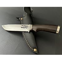 Coat of Arms of Ukraine Trident. Ukrainian Military Patriotic National Knife Stainless Steel Custom Handmade Knives for Tourist, Hunting Fishing Camping Tactical Souvenir Gift for men + Leather Sheath