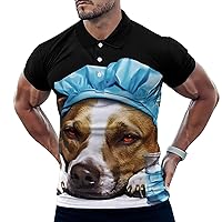 A Dog is Sick Mens Polo Shirts Casual Short Sleeve T Shirt Regular Fit Golf Shirts Funny Printed