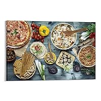 MOJDI Art Poster Food Poster Mediterranean Diet Restaurant Decorative Canvas (2) Canvas Painting Wall Art Poster for Bedroom Living Room Decor 24x36inch(60x90cm) Frame-style