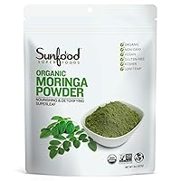 Sunfood Moringa Powder, Organic. Use for hair loss, weight loss. Pure Single Ingredient Product. 8 oz Bag