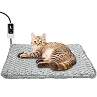 Heeyoo Pet Heating Pad, Adjustable Temperature Dog Cat Heating Pad with Timer, Waterproof Heated Dog Bed with Chew Resistant Cord, Auto Power-Off Indoor Pet Heated Mat for Dogs and Cats
