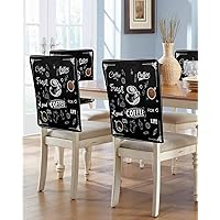 Coffee Black Chair Back Covers for Dining Chairs 6 Pack, Washable Removable Chair Slipcover Back Chair Protector for Wedding Baby Shower Party Coffee Beans Casual Afternoon Tea Cake