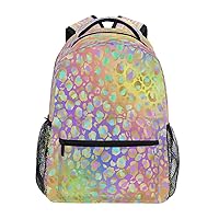Rainbow Glitter Leopard Kids Backpack Backpacks for Boys Girls Casual Daypack Back Pack 16 inch Laptop Bag Double Zipper Travel Sports Bags with Adjustable Shoulder Strap