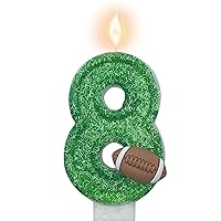 Green Number 8 Birthday Candle, Boy 8th Birthday Party Football Theme Decorations Supplies, 3D Football Designed Green Number Candles for Birthday Cake Topper Decorations (8 Candle Green)