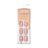 KISS imPRESS No Glue Mani Press On Nails, Color, Latte', Beige, Short Size, Squoval Shape, Includes 30 Nails, Prep Pad, Instructions Sheet, 1 Manicure Stick, 1 Mini File