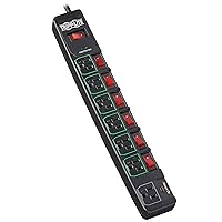 Tripp Lite 7 Outlet (6 Individually Controlled) Surge Protector Power Strip, 6ft Cord, Black, Lifetime Limited Warranty & $25K Insurance (TLP76MSGB)