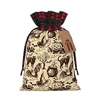 MQGMZ Witch Hat Print Xmas Gift Bags, Candy Bags For Wrapping Gifts For Halloween, Birthday, Wedding, 2 Sizes