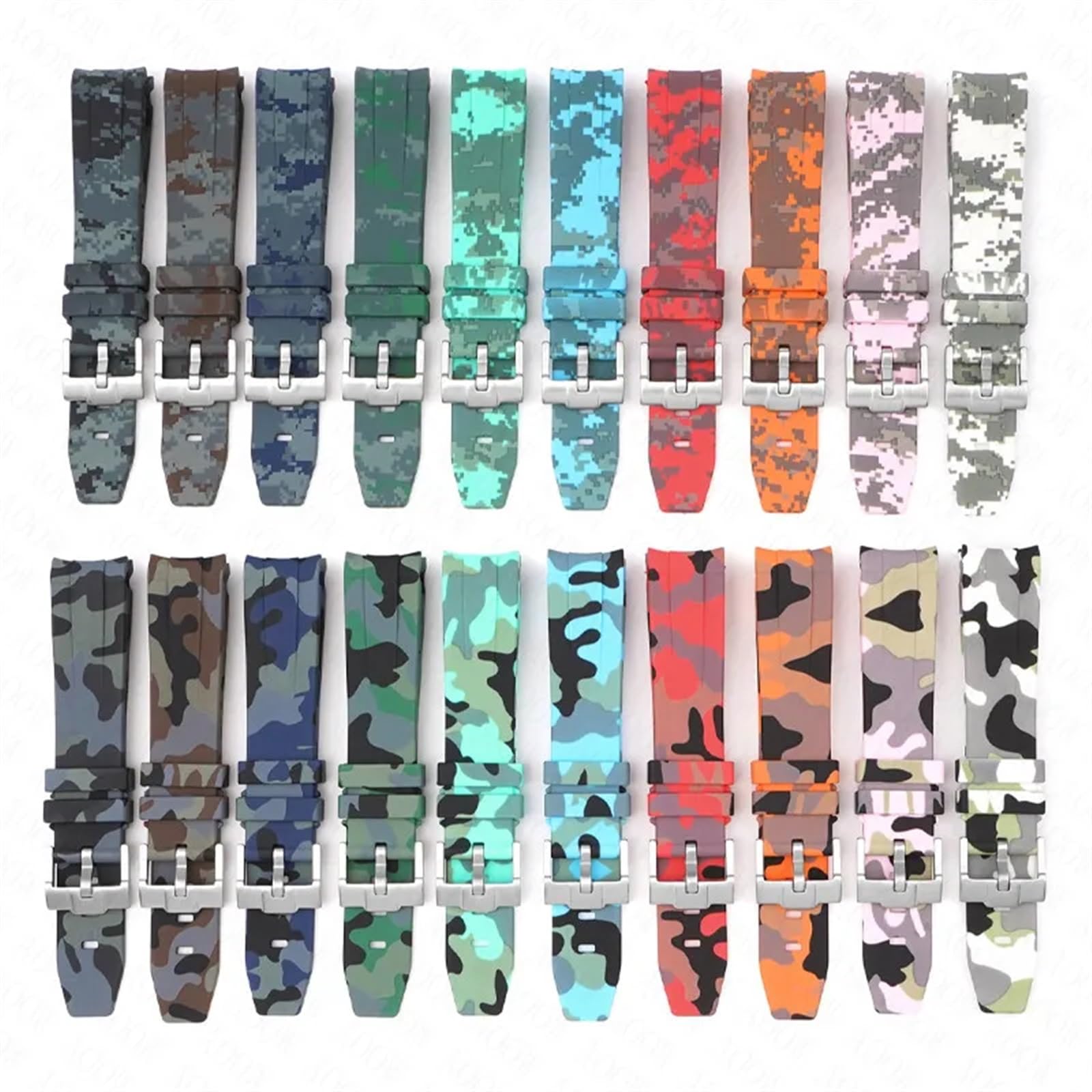 KGFCE Camouflage Strap for Omega for Swatch MoonSwatch Curved End Silicone Rubber Bracelet Men Women Sport Watch Band Accessorie 20mm