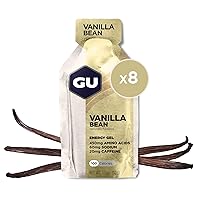 GU Energy Original Sports Nutrition Energy Gel, Vegan, Gluten-Free, Kosher, and Dairy-Free On-the-Go Energy for Any Workout, 8-Count, Vanilla Bean