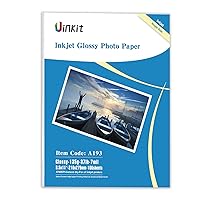 Uinkit 37lb Thin Flyer Paper Glossy 8.5x11 Inkjet 100 Sheets Single Side DIY Chip Bag 135gsm Photos Picture for Inkjet Printer with Dye Ink Printer 8.5 x 11 inches Letter size A4 Brochure
