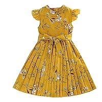 Kids Toddler Girls Sweet Dress Ruffled Sleeve Floral Print Summer A Line Princess Dress Outfits Princess Tulle
