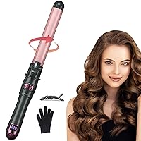 Hahahope Rotating Curling Iron - Automatic Curling Iron, 28mm/1.1-Inch Waves Curling Wand, Multi-Speed Temperature Fast Heating, Suitable for Medium/Long Hair (Rose Gold)