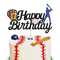 Happy 17th Birthday Cake Topper - Baseball Theme Cake Topper for 17 Years Old Birhday Party Decoraitons decor(17th)