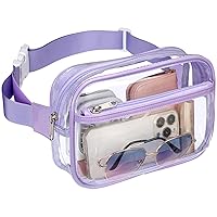 Veckle Clear Fanny Pack - Stadiuim Approved Clear Belt Bag for Women Large Transparent Waist Bag Crossbody with Adjustable Strap for Sports Events, Concerts, Purple