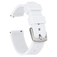 22mm Silicone Watch Band Strap with Quick Release Pins – Compatible with Fossil, Pebble, Samsung – 22mm Quick Release Watch Band (22mm, White)