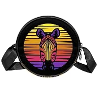 Small Crossbody Bag Retro Striped Horse Round Purse Wallet Mini Shoulder Bag For Women Girls 17.8x17.8cm