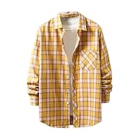Checkered Jackets For Men Fashion Dressy Button Pockets Plaid Coat Cardigan Long Sleeve Lapel Fall Winter Clothes