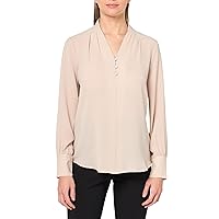 Adrianna Papell Women's Solid Long Sleeve Blouse