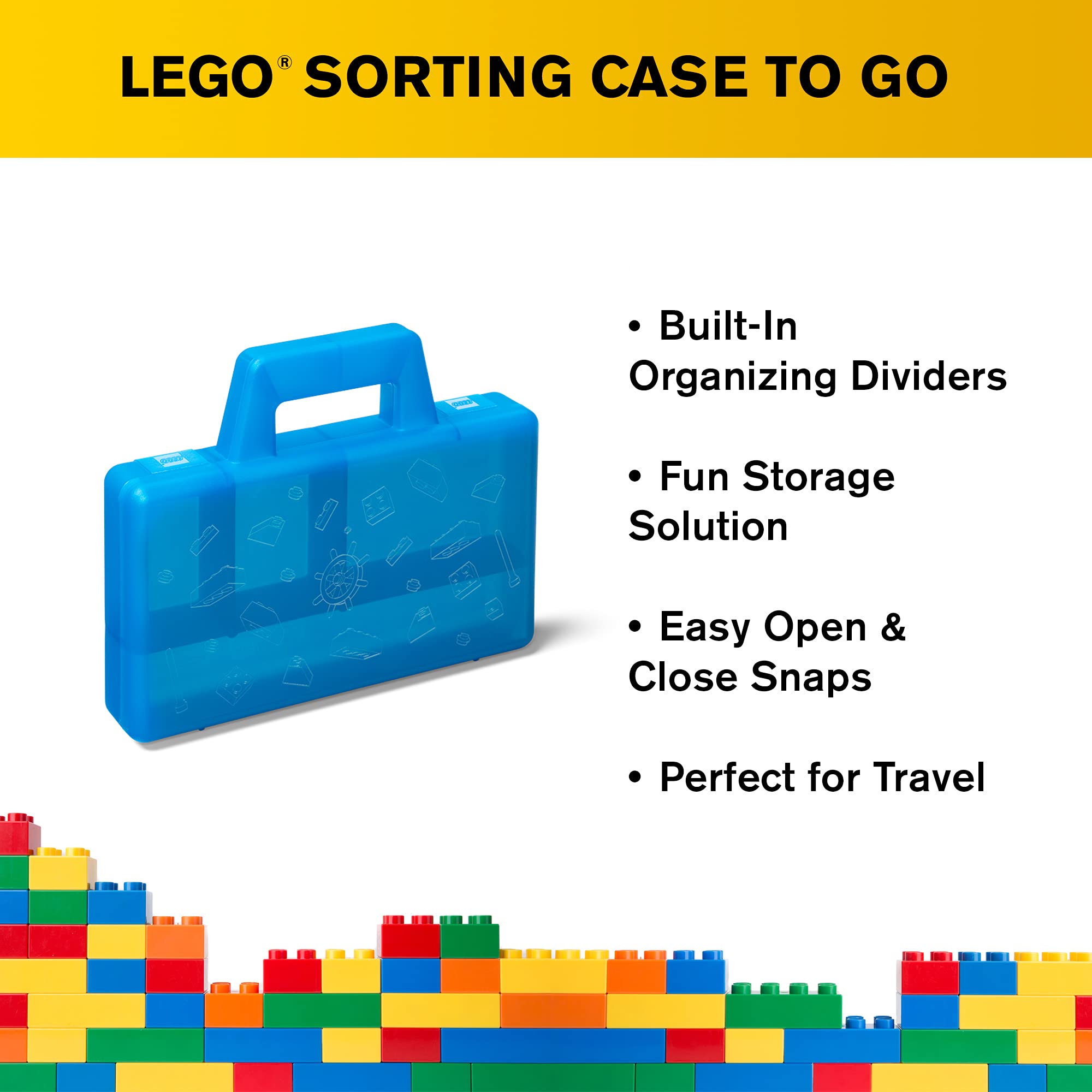 Room Copenhagen, Lego Sorting Box to-Go - Travel Case with Organizing Dividers - Blue