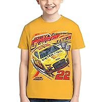 Joey Logano 22 Classic Printing Athletic Crewneck T-Shirt Shirt Short Sleeve Tee Shirts for Teen Girl & Boy