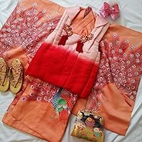 Shichi-Go-San 3 5 Years Girl Full Set Salmon Pink Orange Peacock