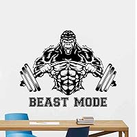 Beast Mode Wall Decal Sign Gorilla Barbell Vinyl Sticker Gym Quote Fitness Poster Motivational Decor Gifts Workout Wall Decor Crossfit Wall Art Fan Sport Bodybuilding Gym Mural 1084