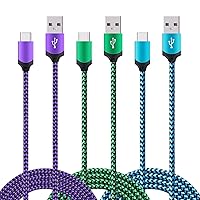 USB Type C Charger Cable Fast Charging Cord Compatible with Google Pixel 8, 7, 6, 5, 4, 3a, 3a XL, 3 XL, Pixel 3, Pixel 2 XL, Pixel 2, Pixel C, Samsung S10 S9 S8 (Blue/Green/Purple, 6 feet, 3 Pack)