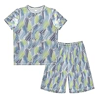 Boys Girls Shorts Sets 2 Piece Tee Shirt and Athletic Shorts for Kids Stripes Spots XS