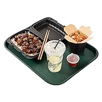 Restaurantware RW Base 14 x 18 Inch Fast Food Trays 50 Sturdy Cafeteria Lunch Trays - Lightweight No Slip Dark Green Plastic Serving Trays Rounded Corners for Restaurants Or Dinner Service