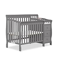Dream On Me Jayden 4-in-1 Mini Convertible Crib And Changer in Storm Grey, Greenguard Gold Certified, Non-Toxic Finish, New Zealand Pinewood, 1