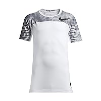 Nike Big Kids' (Boys') Pro Hypercool Short Sleeve Top (White (856129-100) / Anthracite/White, Small)