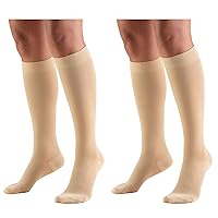Truform 30-40 mmHg Compression Stockings for Men and Women, Knee High Length, Closed Toe, Beige, 2X-Large, 2 Count