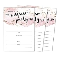 Pack Of 30 Surprise Party Birthday Invitations With Envelopes, Blush Watercolor, Retirement Party, Bridal Shower, Baby Shower Fill In Style Invites