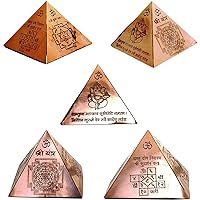 Copper Vastu Pyramid with Syllable Mantra with Ganesha Figure, Shri Vaastu Dosh Nivaaran, Shri Kuber Mantra