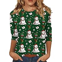 Women's Sweatshirt Fashion Casual Round Neck 44989 Sleeve Loose Christmas Printed T-Shirt Top Casual, S-3XL